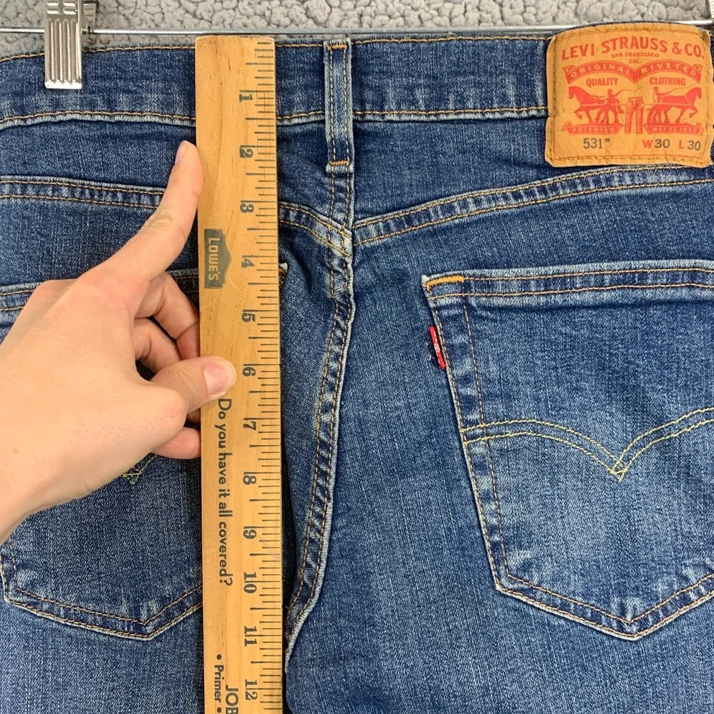 Vintage Levis 531 Jeans Mens 30x30 Blue Loose Engineered Whiskers Honeycomb